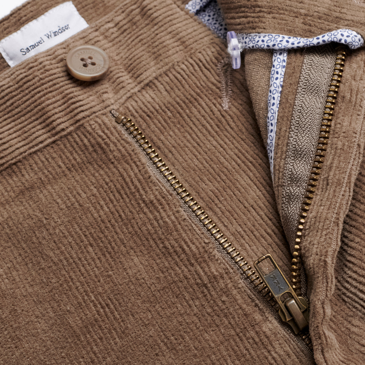 Corduroy Trousers - Taupe - Zip Detail