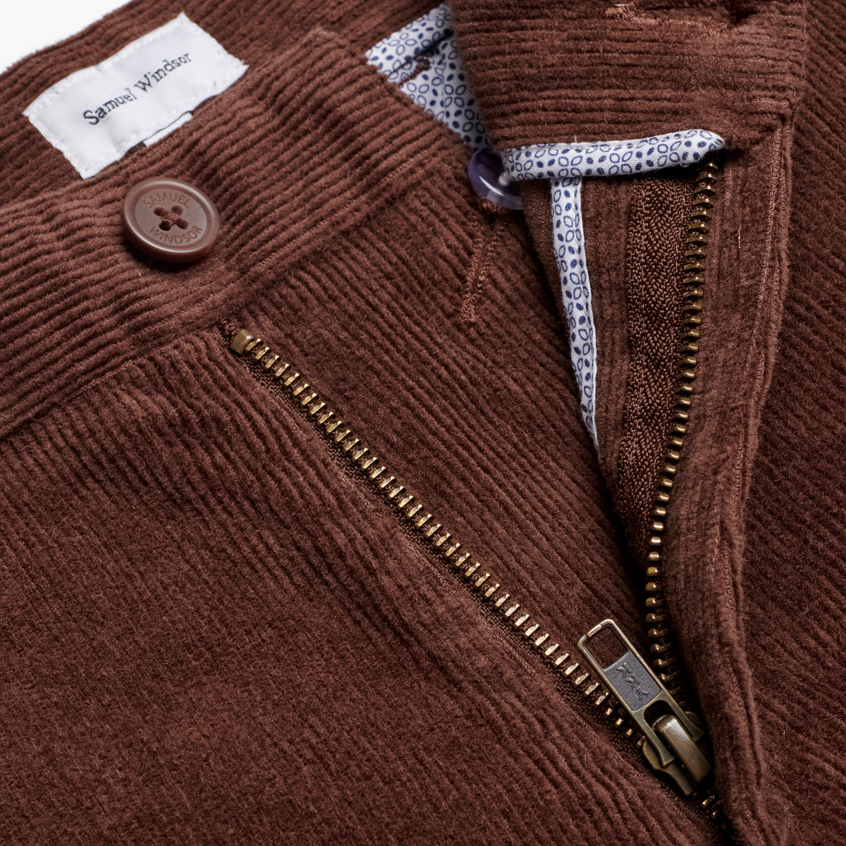 Corduroy Trousers - Dark Brown - Zip Detail