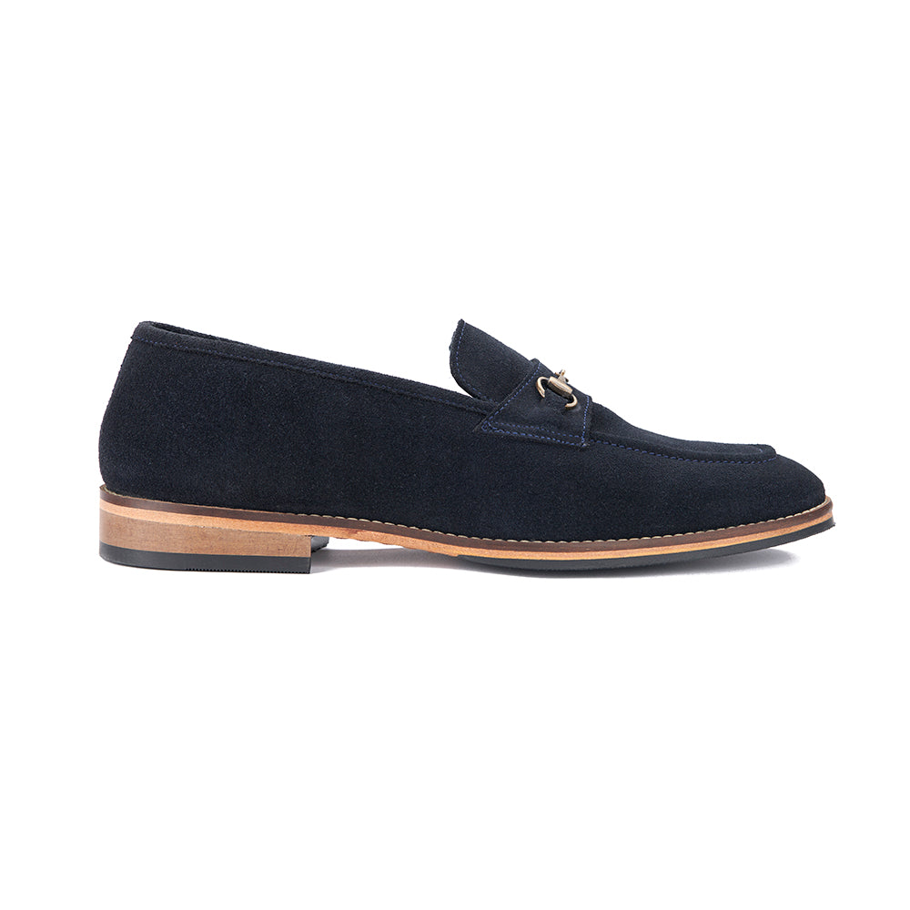 Buckled Suede Loafer Navy Samuel Windsor
