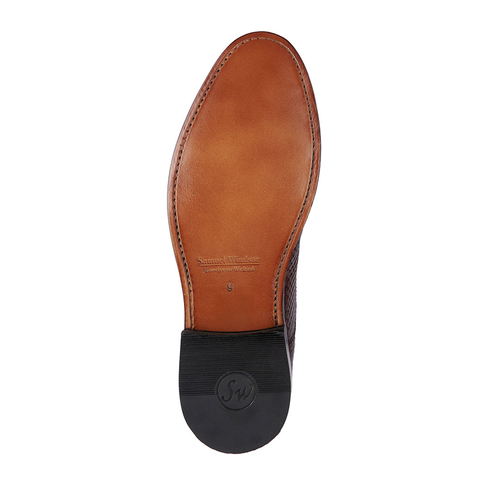 Oxford Shoe - Croc Burgundy – Samuel Windsor