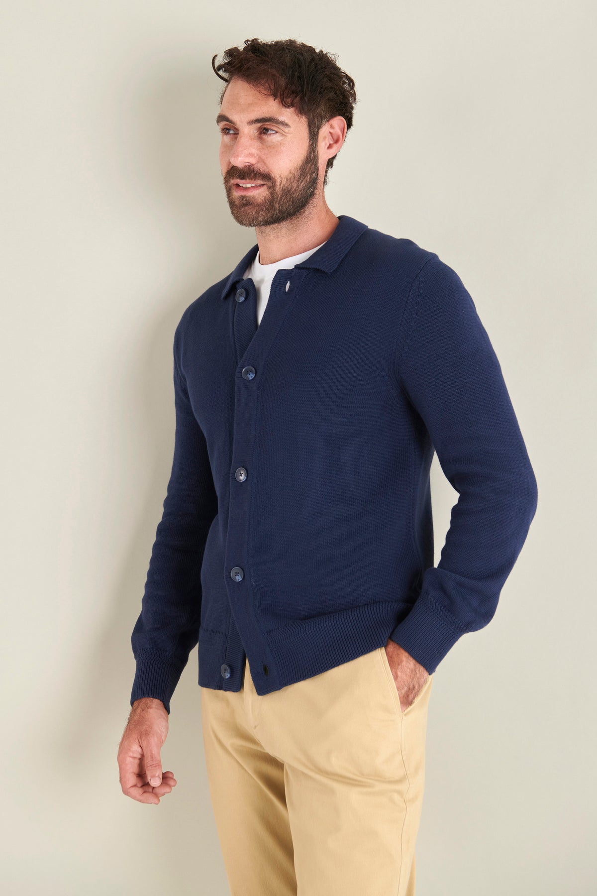Knitted Cardigan - Navy - Lifestyle Front