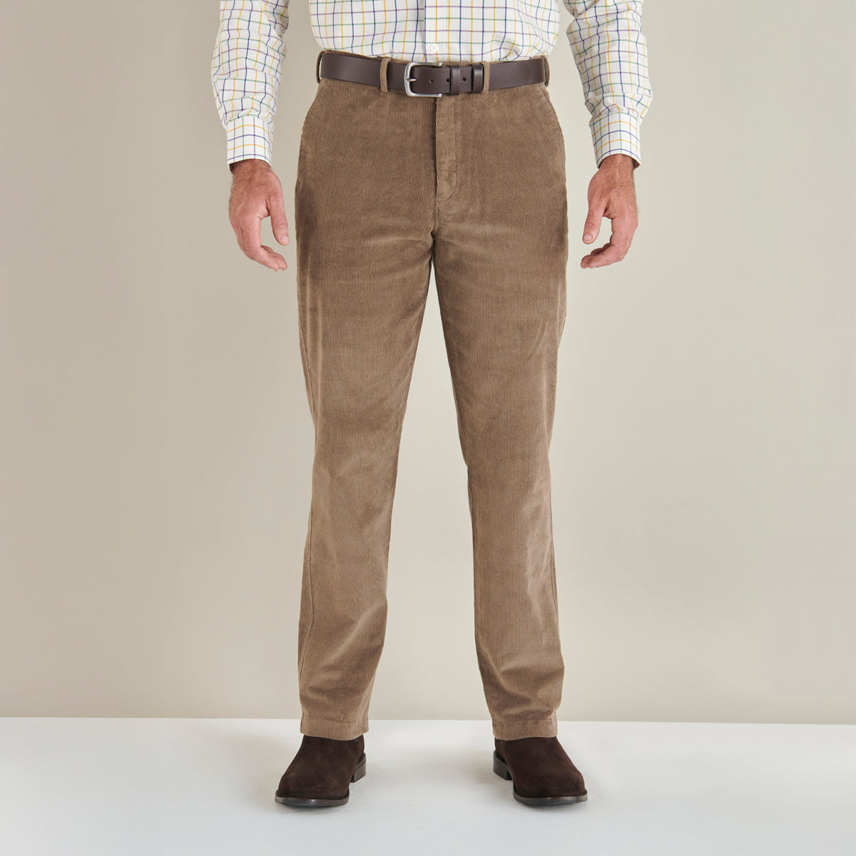 Corduroy Trousers - Taupe - Lifestyle Front
