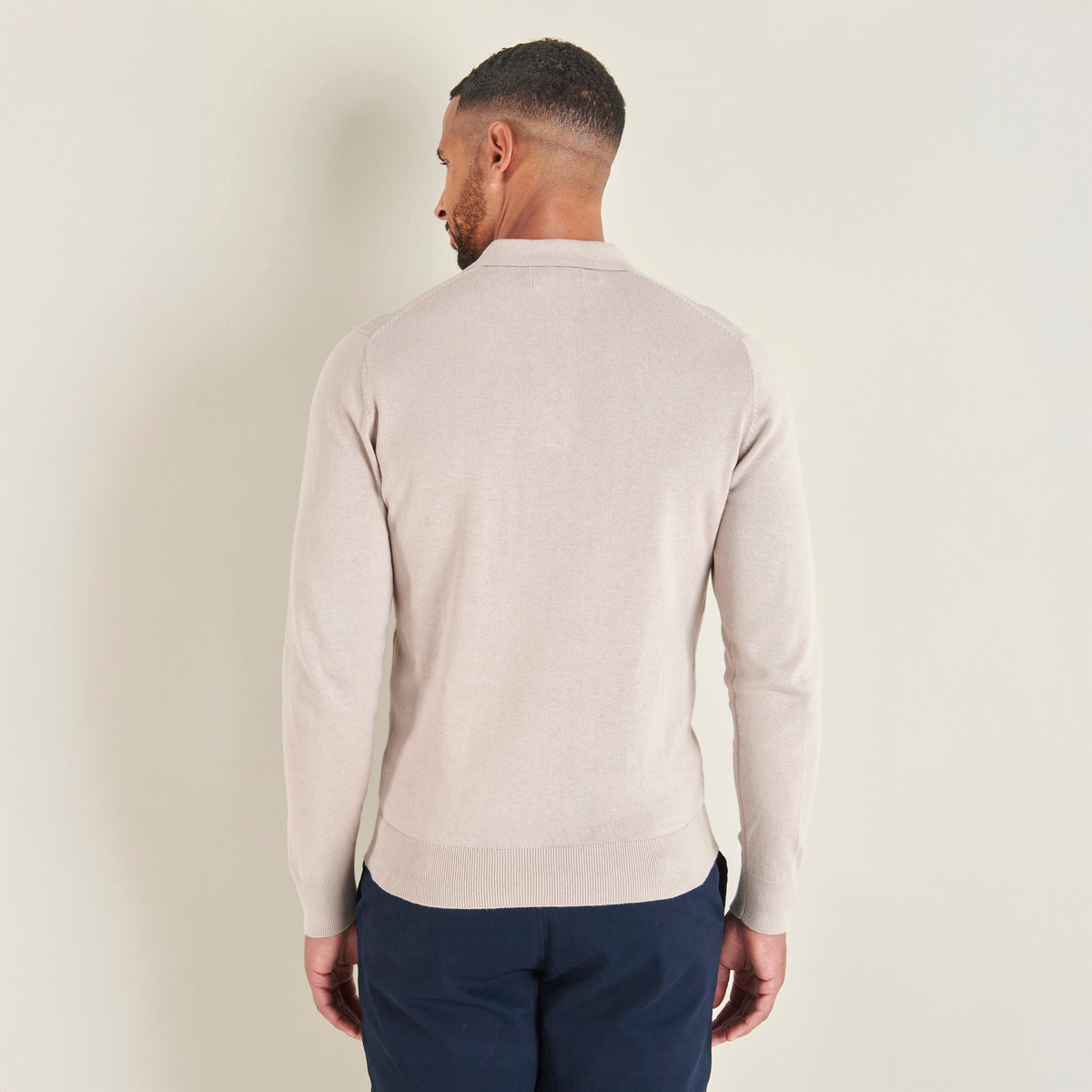 Knitted Polo - Taupe - Lifestyle Back