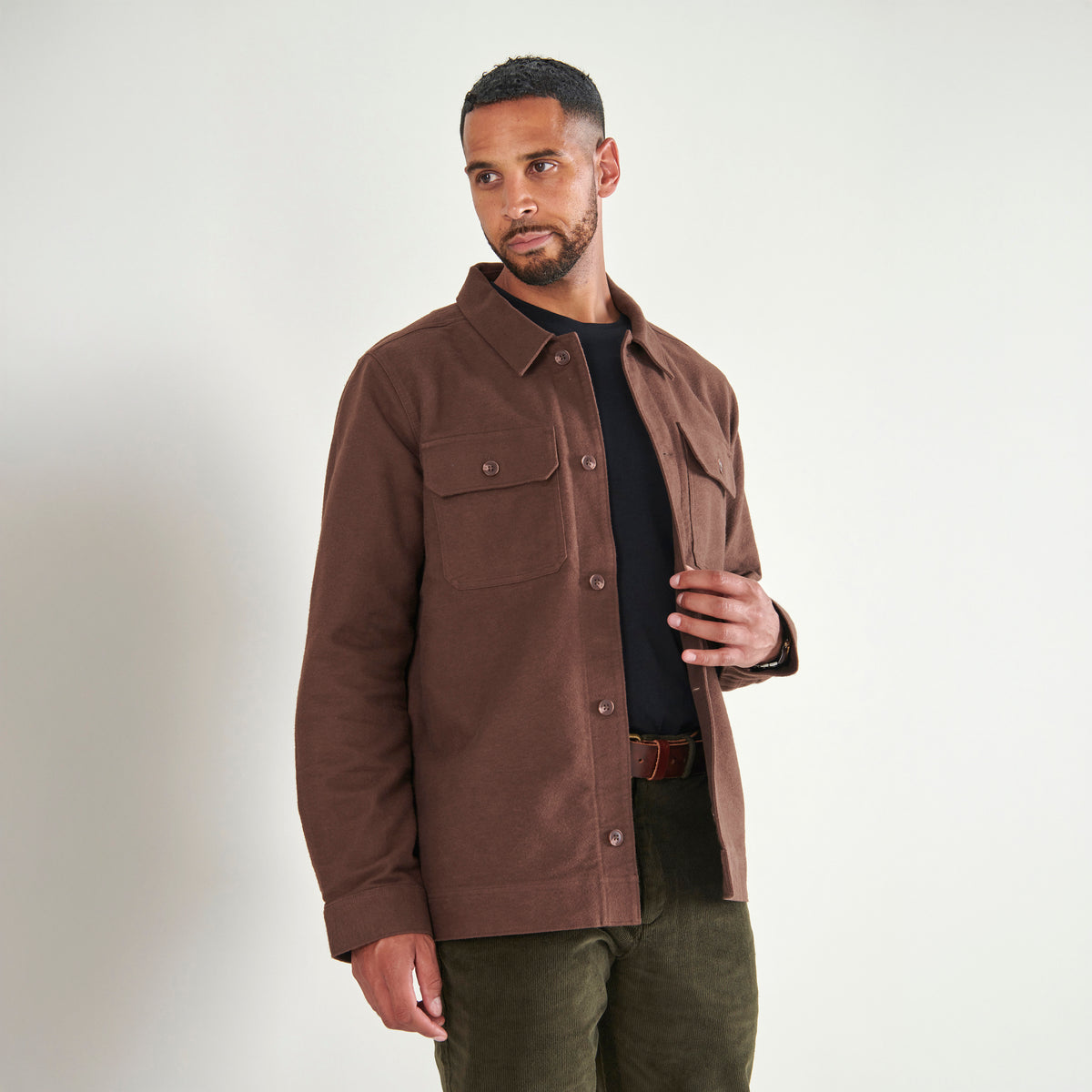 Moleskin Overshirt - Dark Brown - Lifestyle Front