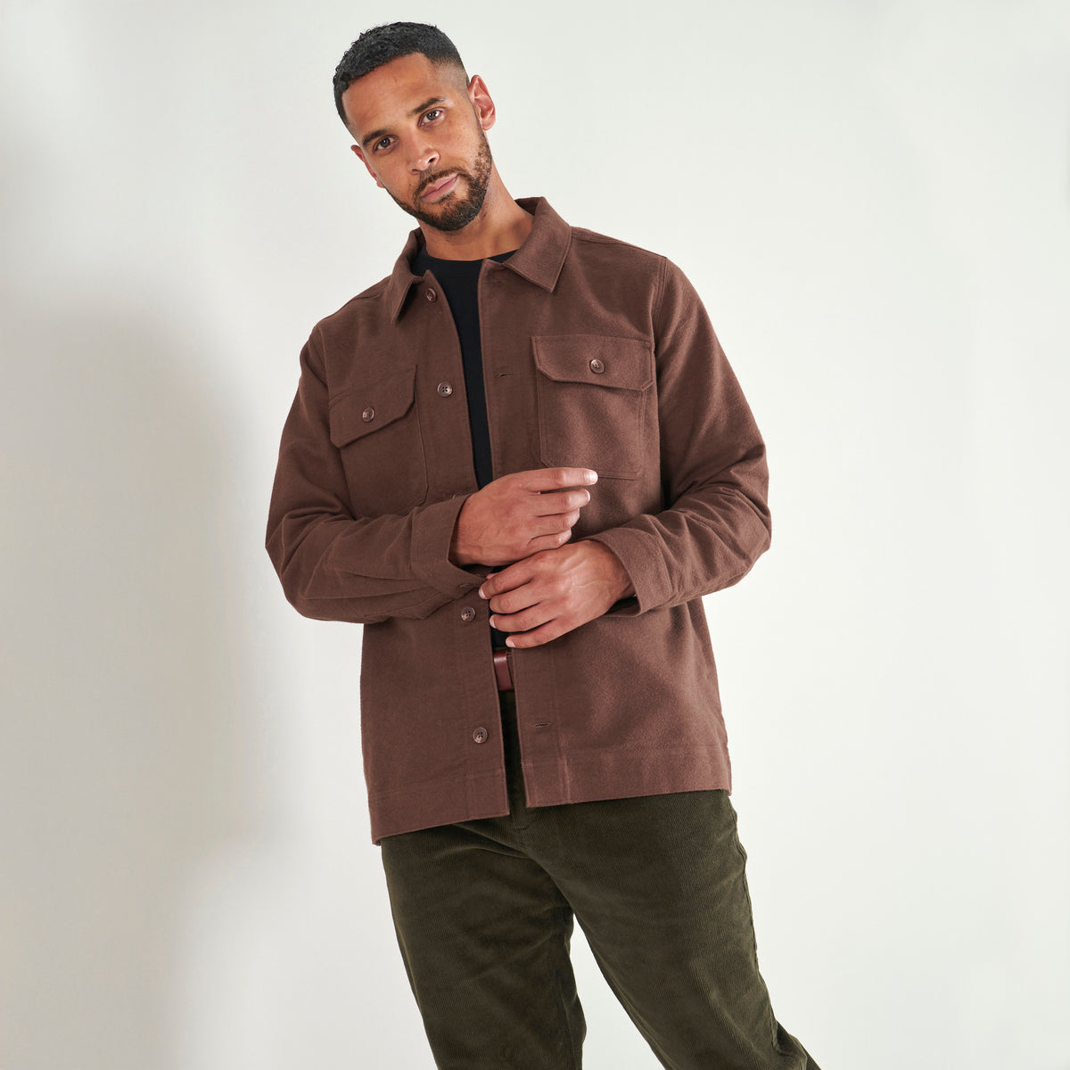 Moleskin Overshirt - Dark Brown - Lifestyle Front