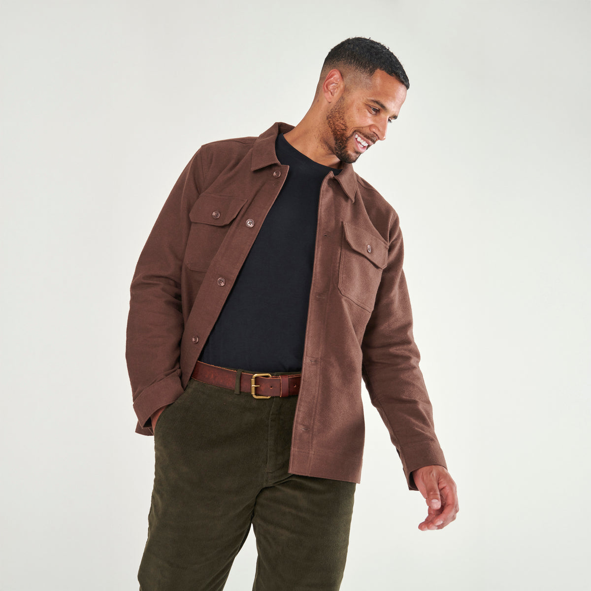 Moleskin Overshirt - Dark Brown - Lifestyle Front