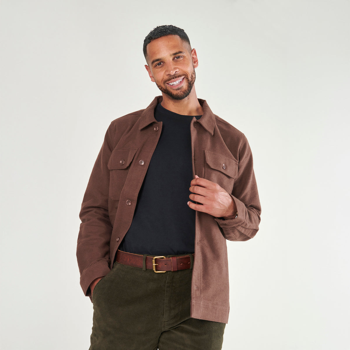 Moleskin Overshirt - Dark Brown - Lifestyle Front