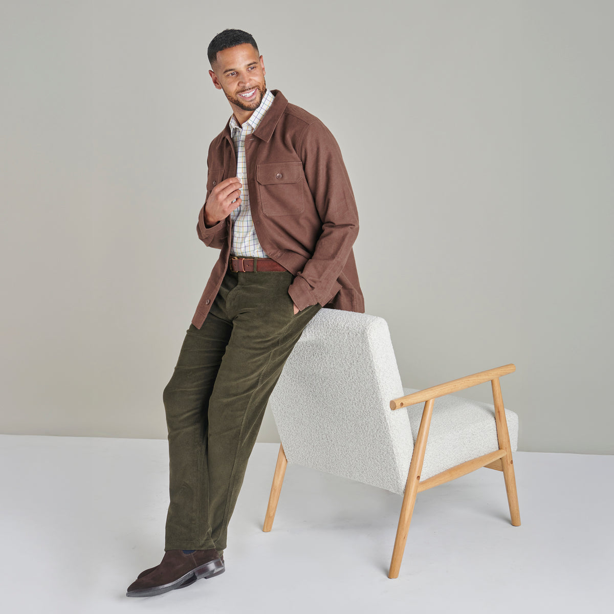 Corduroy Trousers - Dark Olive - Lifestyle Front