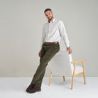 Corduroy Trousers - Dark Olive - Lifestyle Front