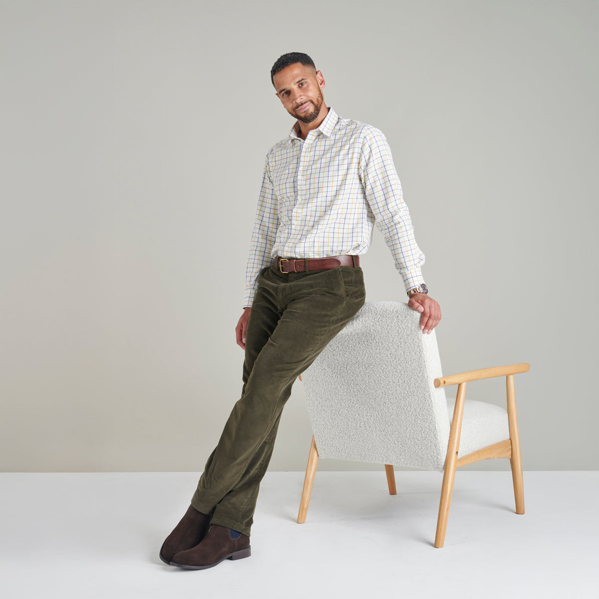 Corduroy Trousers - Dark Olive - Lifestyle Front
