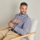Poplin Shirt - Navy Check - Lifestyle Front