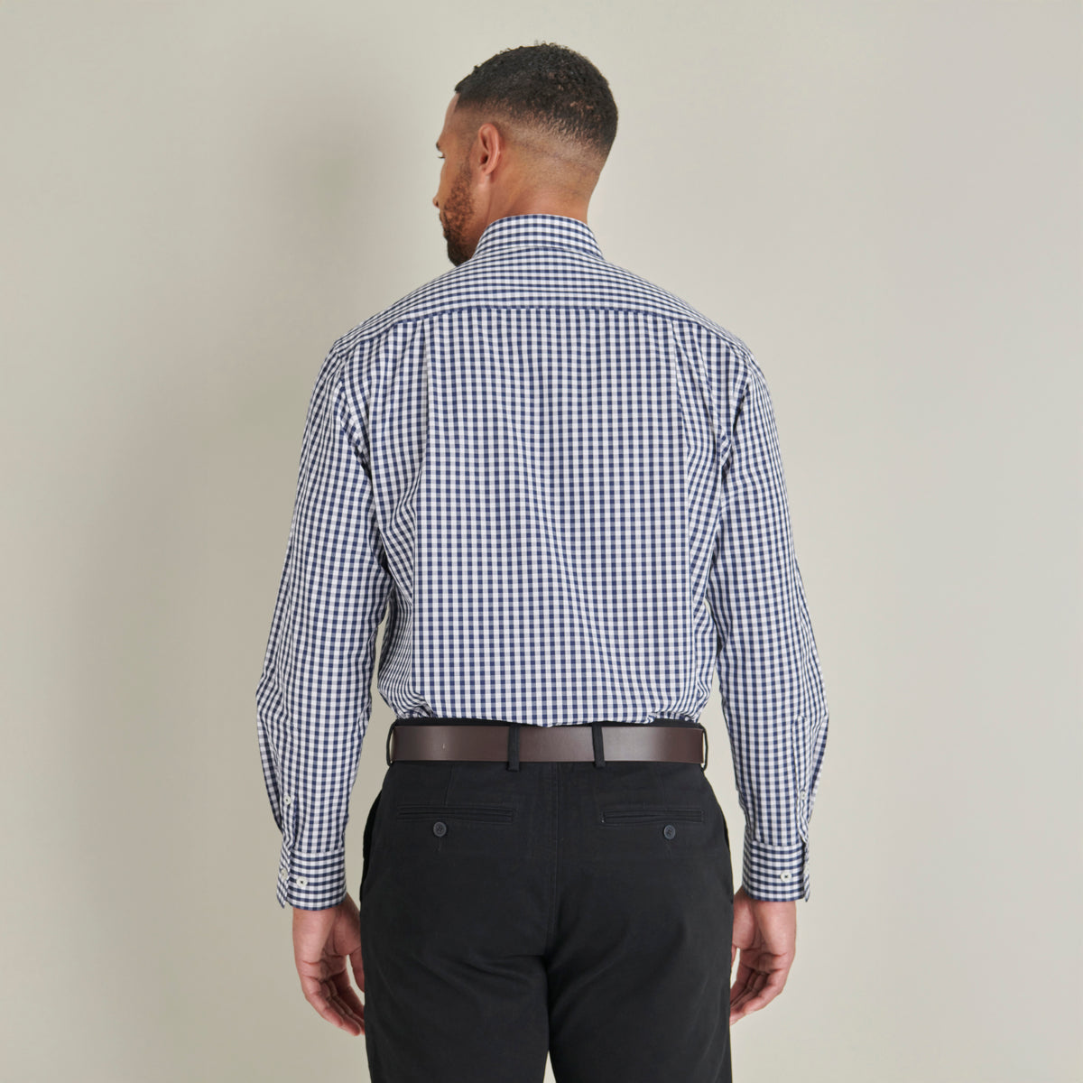 Poplin Shirt - Navy Check - Lifestyle Back