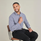 Poplin Shirt - Navy Check - Lifestyle Front