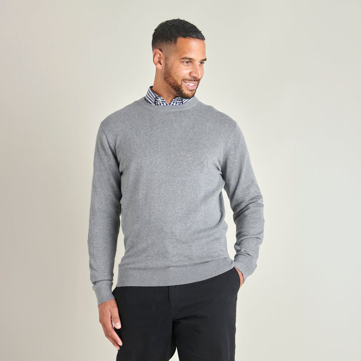 Crew Neck Jumper - Grey - Lifestyle Front