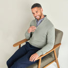 Quarter-Zip Knitted Jumper - Olive - Lifestyle Front