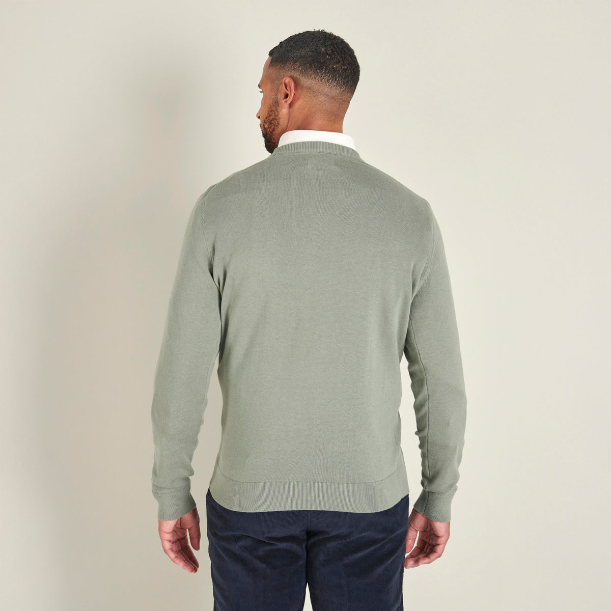 Crew Neck Jumper - Olive - Lifestyle Back